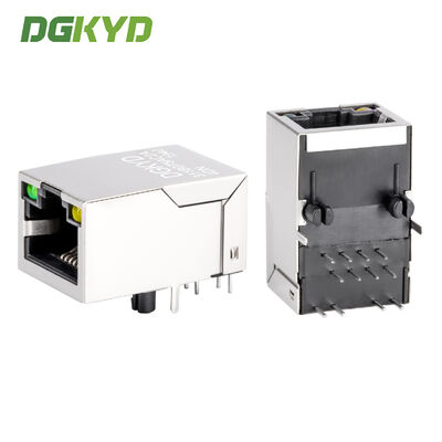 Conector modular RJ45 con filtro de 100 MB, indicador de estado LED y conector metálico blindado para interfaces de red
