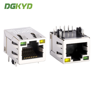 Conector RJ45 blindado de grado industrial de 8 pines con chapado en oro de 6U para puerto de red