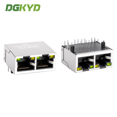 Conector RJ45 Multi-Puerto 1X2 con Filtro Integrado Gigabit y Pines de Contacto Chapados en Oro de 10 Pines