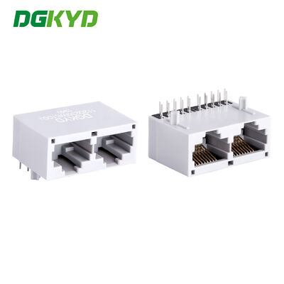 Conector RJ45 con transformador integrado Gigabit Revestimiento de oro 6u montaje de PCB en ángulo recto