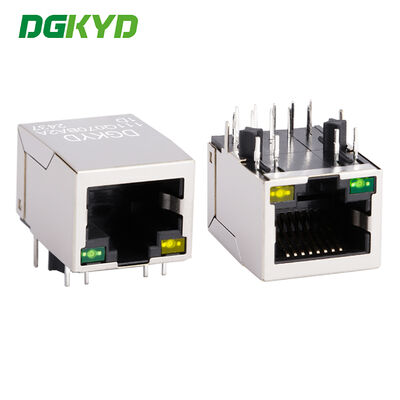 Transformador RJ45 de 10 pin con luz y protección Gigabit Ethernet RJ45 Conector blindado DIP montaje
