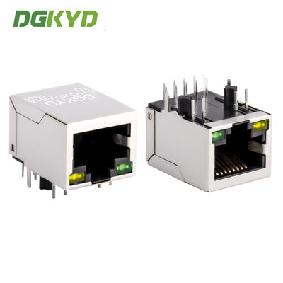 Conector blindado RJ45 de puerto único de grado industrial con conector integrado de transformador RJ45 de Gigabit