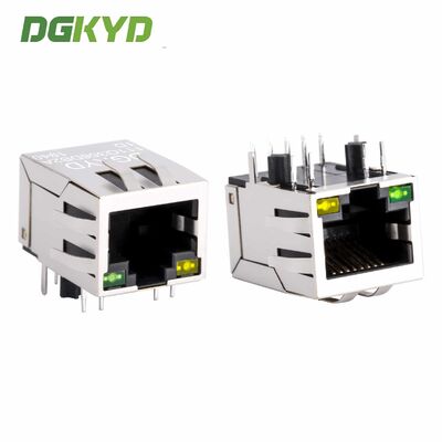 Conector RJ45 blindado Gigabit de puerto único con magnéticos integrados, conector RJ45 para montaje en PCB