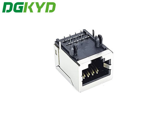 Soporte del PWB de la INMERSIÓN del conector de Ethernet Rj45 del negro PA66 sin la lámpara 8PIN plano