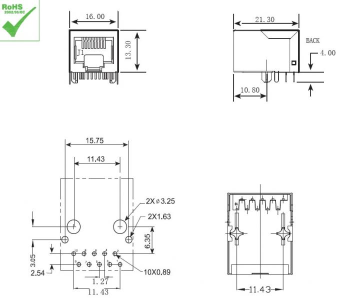 Conector hembra superficial integrado del soporte RJ45, conector de ...